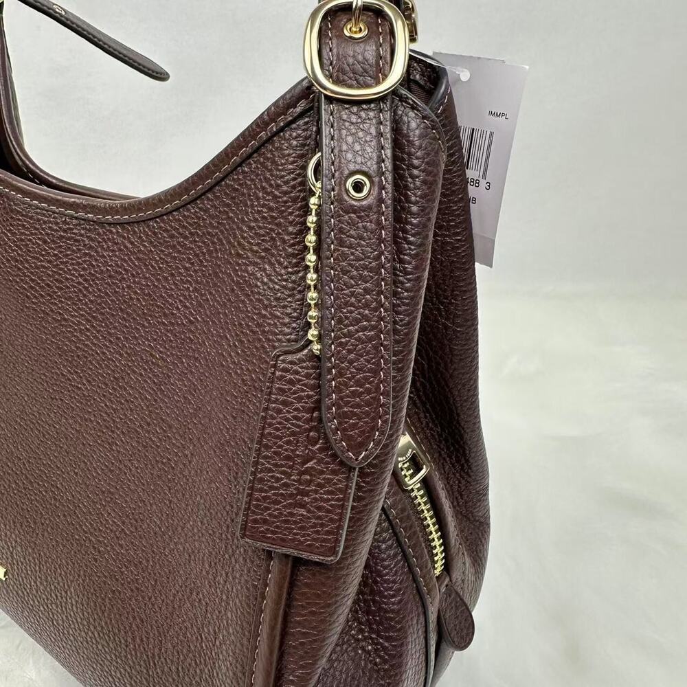 Coach Erin Shoulder Bag In pebble Leather In Gold/Maple CAQ86 NWT - Picture 6 of 8
